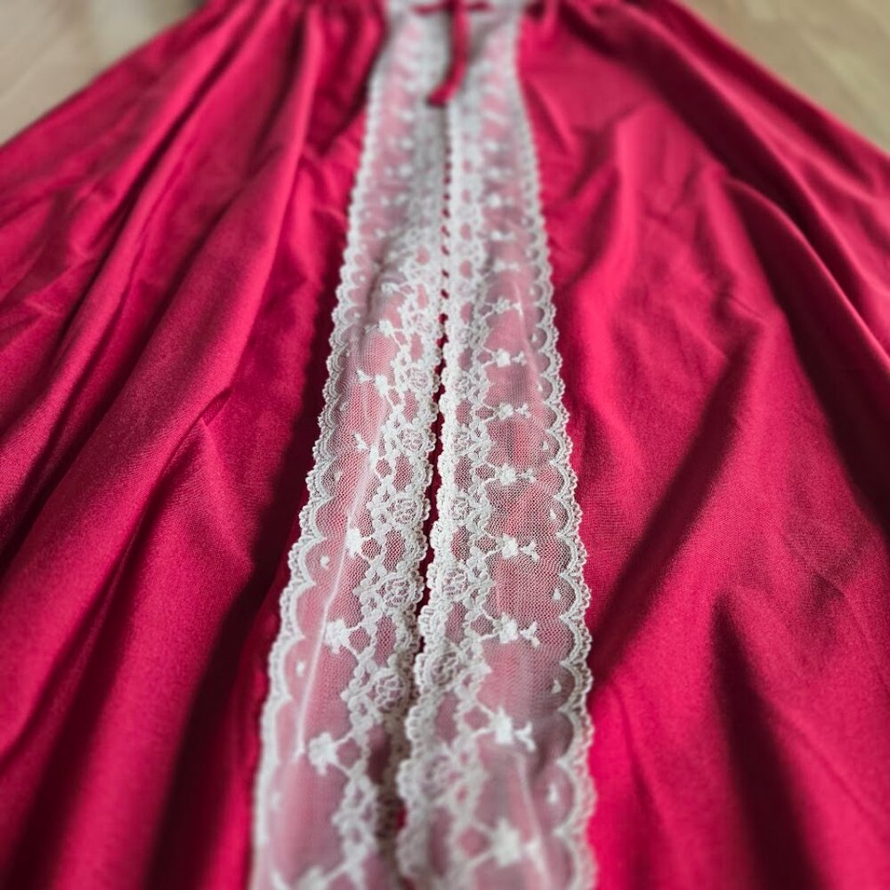 Vintage Shadowline Red Lace Nightgown | 70s 80s Nylon Valentine Lingerie | M - Picture 8 of 8